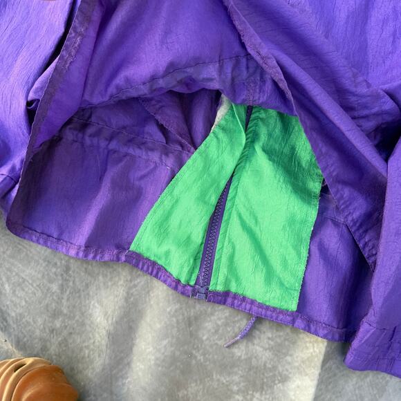 Vintage 90's Casual Club Purple Green Pink Neon Zip Up Windbreaker Jacket Sz S - Picture 5 of 5